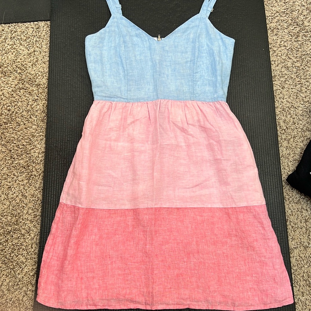 Cynthia Rowley, linen colorblock sundress. Size 2. Pink & blue
